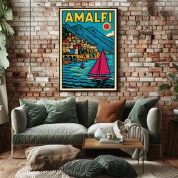 Amalfi Coast Vibrance Poster Wall Art for Coastal Decor