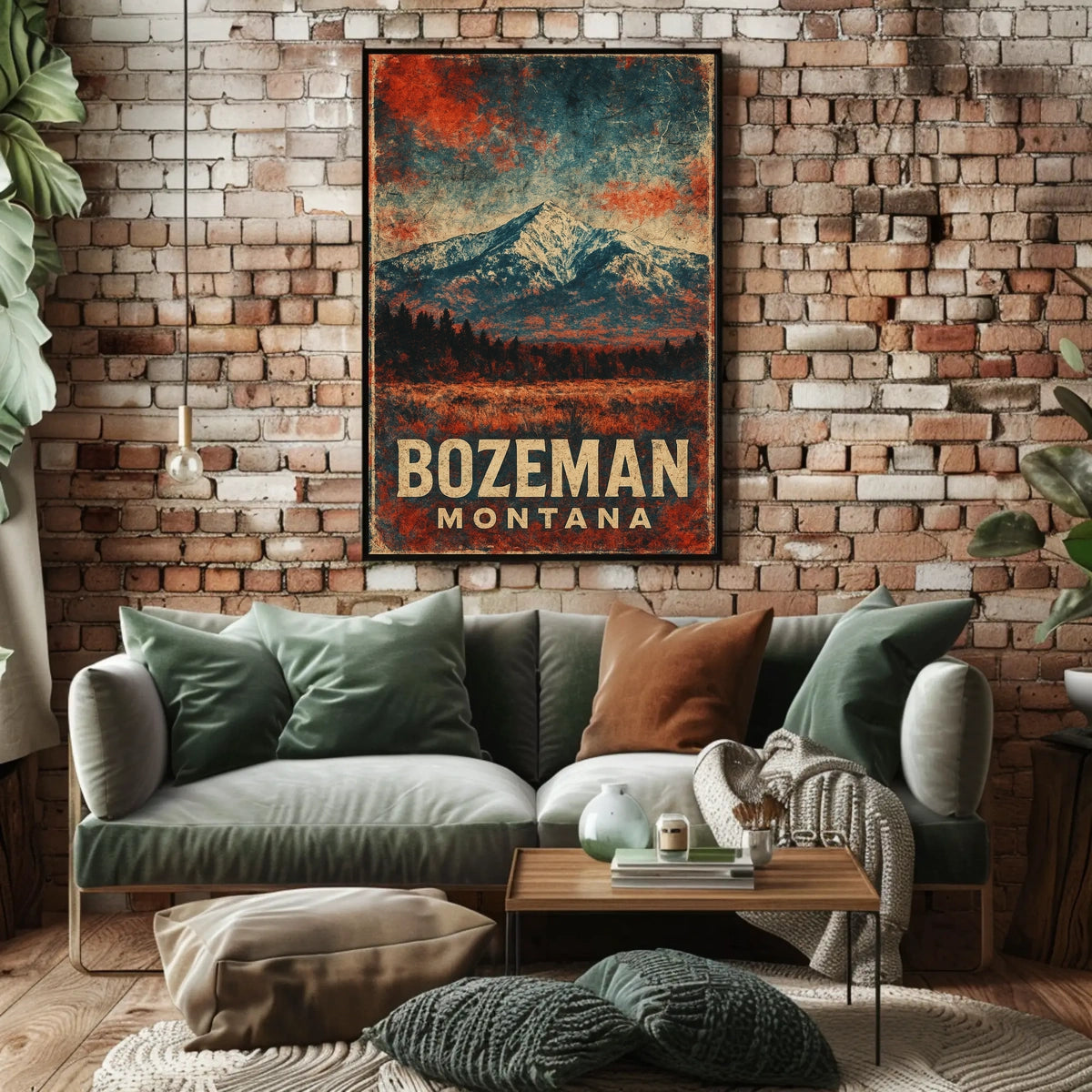 Wanderlust Bozeman Montana Mountain Town Watercolor Scenic Museum Quality Poster