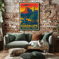 Guadalupe National Park Sunset Vintage Travel Voyager Poster