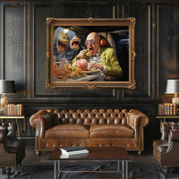 Surreal Dining Scene in a Plane - Artistic Poster