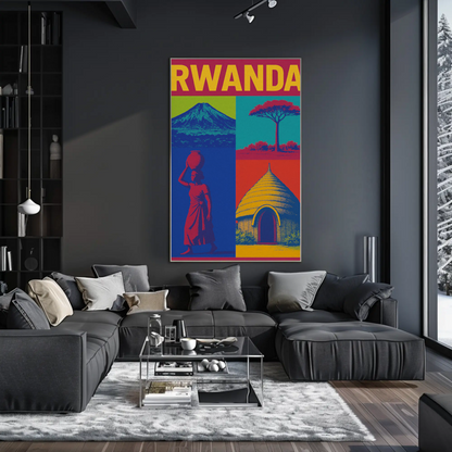 Rwanda Pop Art Iconic Scenes Poster Travel