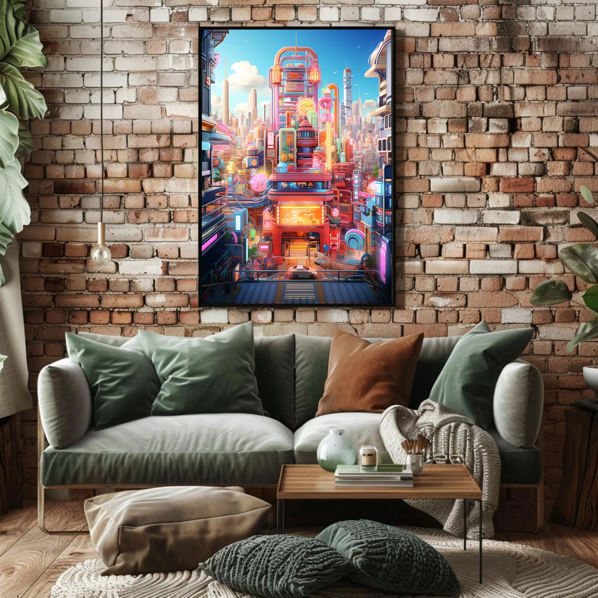 Neon Cityscape Poster