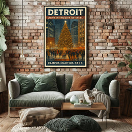 Detroit Light In The City Of Steel Poster