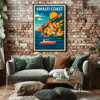 Amalfi Coast Poster Wall Art Scenic Coastal Decor Artwork