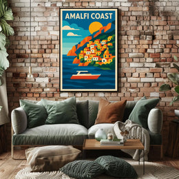 Amalfi Coast Poster Wall Art Scenic Coastal Decor Artwork