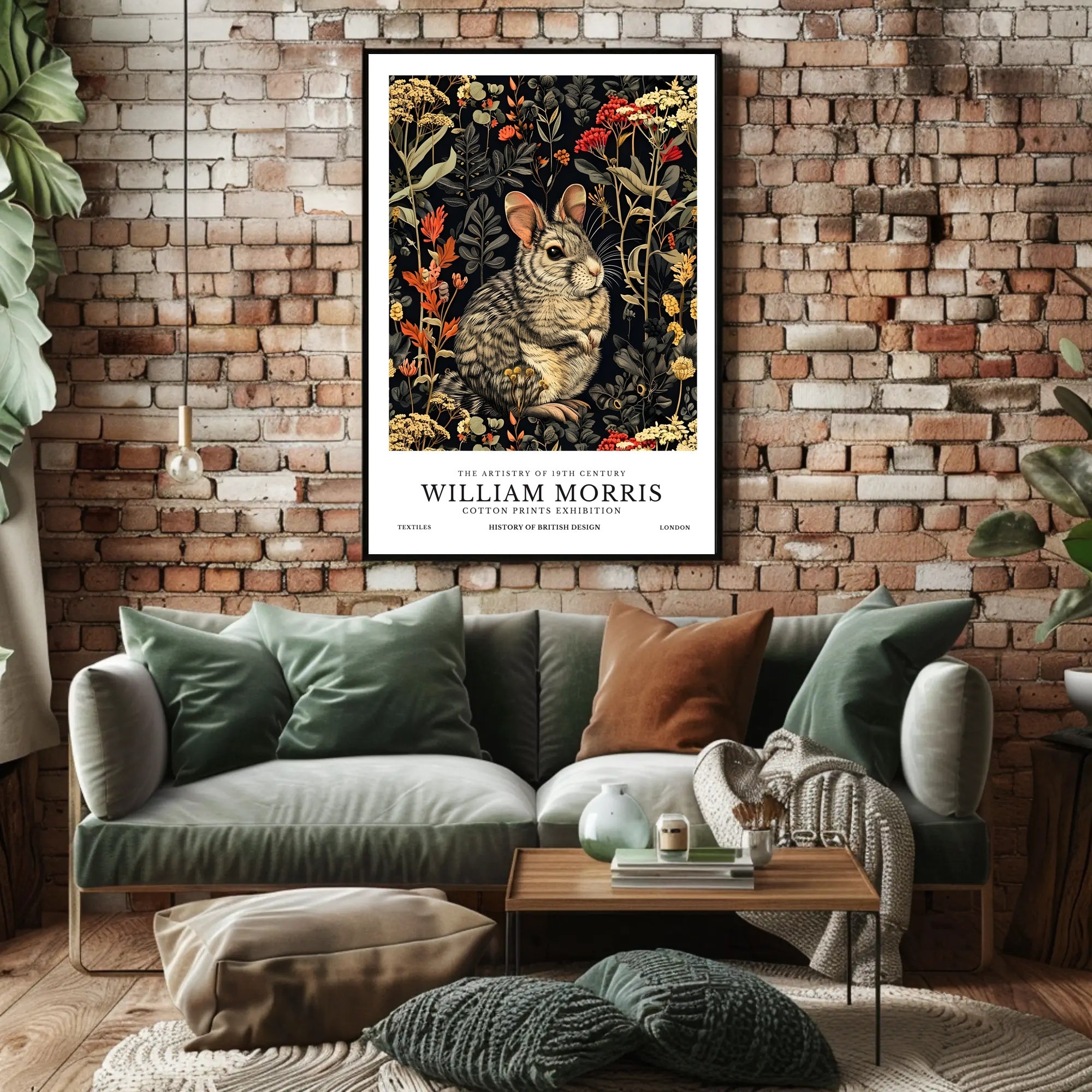 Chinchilla in Arts and Crafts Nature Artistic Poster