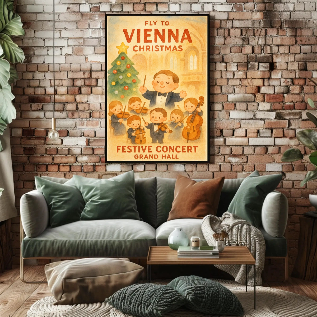 Festive Vienna Christmas Concert in Watercolor Music or Concert Poster