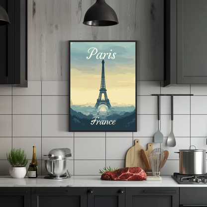 Paris, France - Eiffel Tower Vintage Style Poster