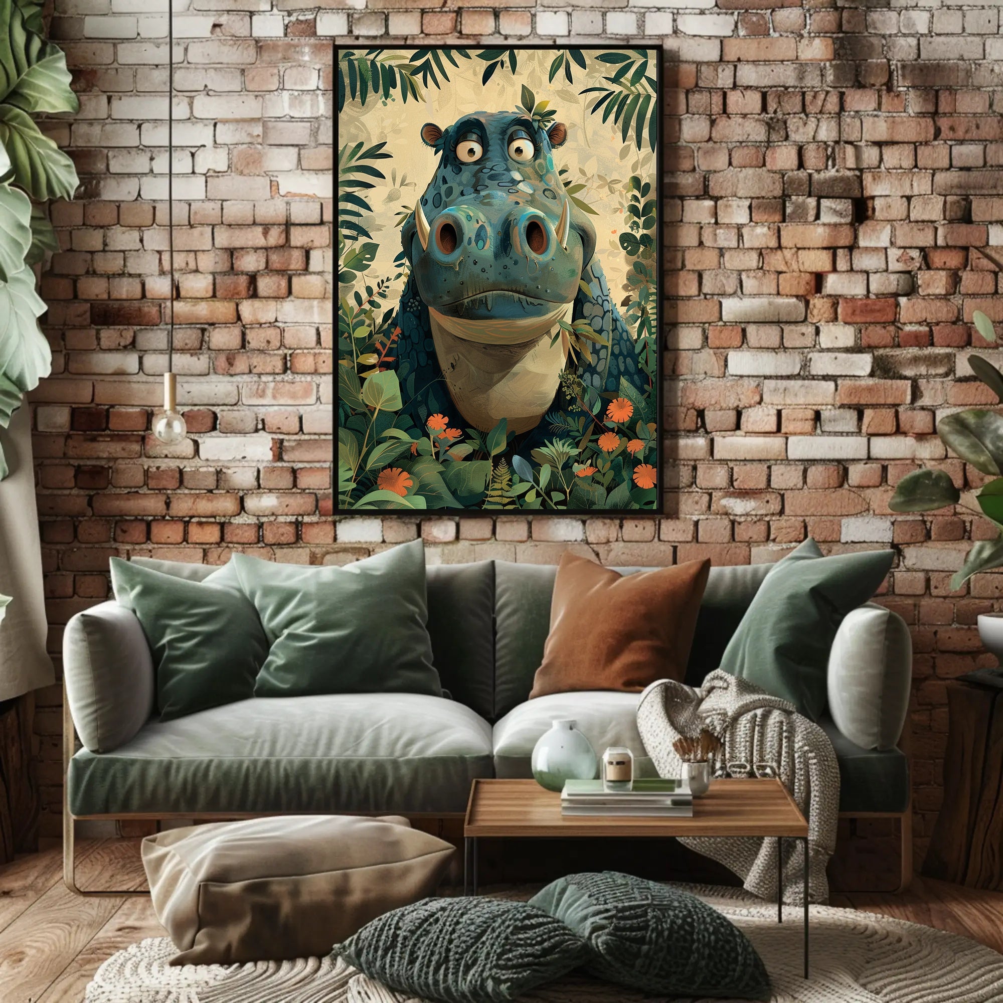 Jungle Hippo Adventure Poster PosterGoat