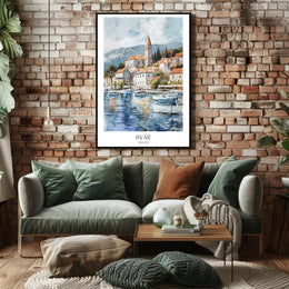 Picturesque Coastal Town in Hvar Travel Poster PosterGoat