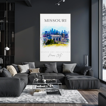 Kansas City Missouri Skyline Watercolor Poster Poster