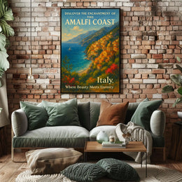 Amalfi Coast Romantic Seascape Art Poster Print