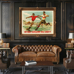 Dynamic Vintage Football Match Scene Poster