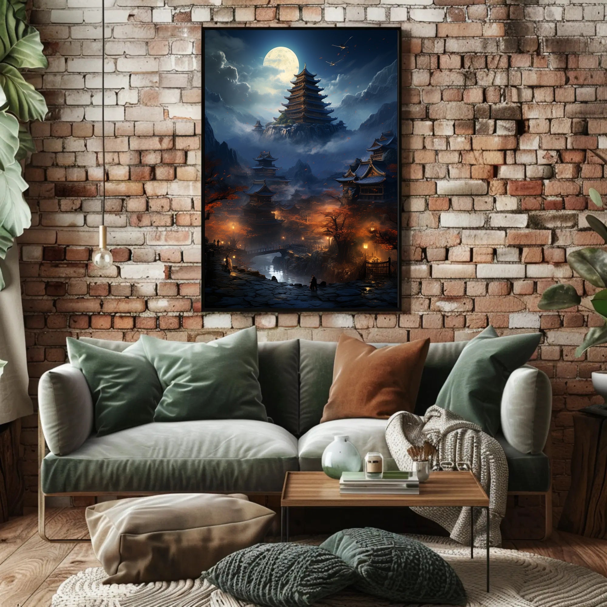 Moonlit Pagoda Serenity Poster