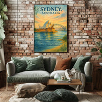 Sydney's Iconic Landmarks Vintage Travel Poster