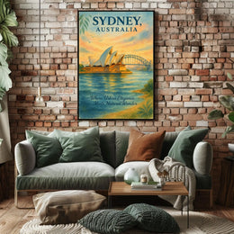 Sydney's Iconic Landmarks Vintage Travel Poster