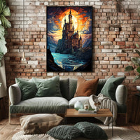 Enchanted Castle At Sunset Poster