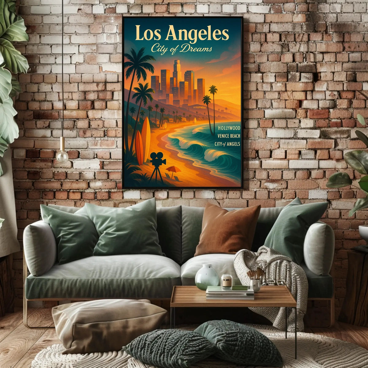 Los Angeles Dreamscape Vintage Poster: Urban & Coastal