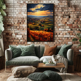 Vibrant Tuscan Countryside Landscape Artistic Poster