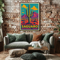 Saguaro National Park Vintage Desert Landscape Poster