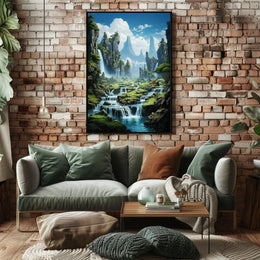 Serene Waterfall Landscape Poster