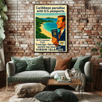 Caribbean Paradise With U.S. Passports Poster