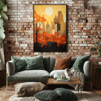 Cityscape Meets Nature in Vibrant Urban Artistry Poster