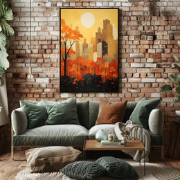 Cityscape Meets Nature in Vibrant Urban Artistry Poster
