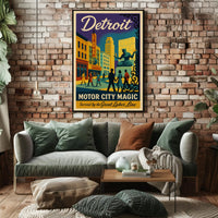 Motor City Magic: Vibrant Detroit Travel Poster