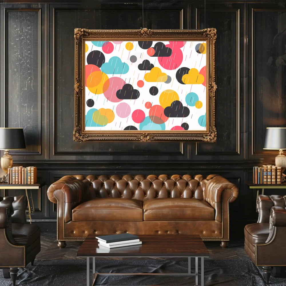 Vibrant Abstract Circles and Clouds Art Poster