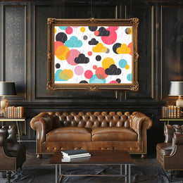 Vibrant Abstract Circles and Clouds Art Poster