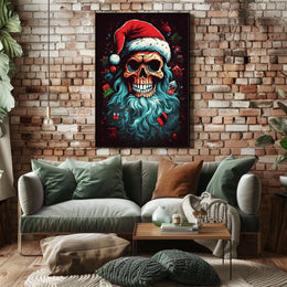 Festive Skull Santa Poster
