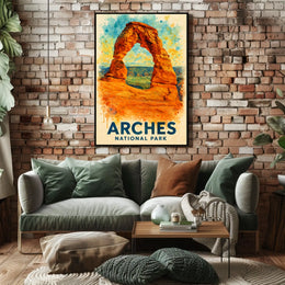 Arches National Park Watercolor Adventure Poster Art
