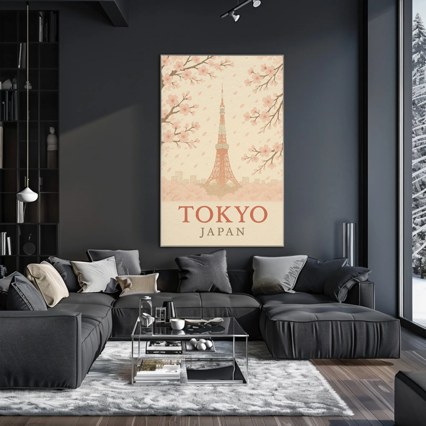 Tokyo Japan Cherry Blossoms Tower Springtime Travel Poster