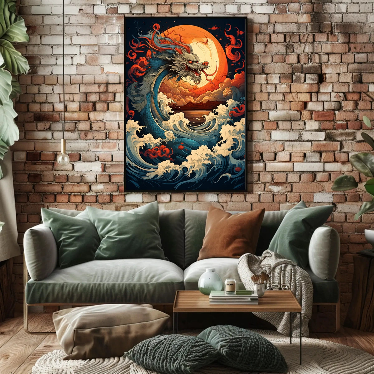 The Majestic Dragon And The Fiery Moon Poster