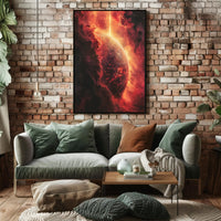 Cosmic Majesty: Fiery Planet in Nebula Poster PosterGoat