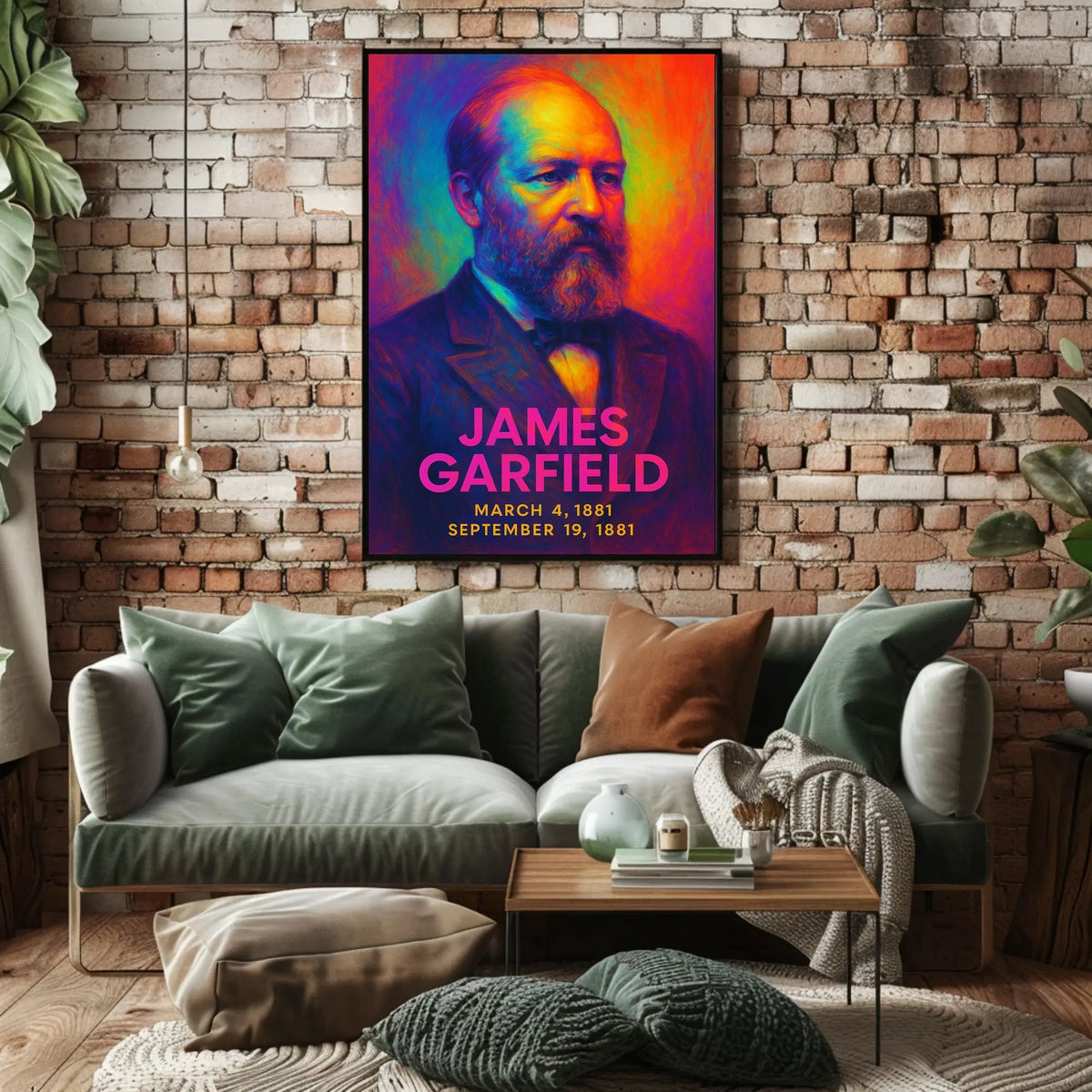 James A. Garfield 20th President of the United States Neon Gradient Overlay Poster