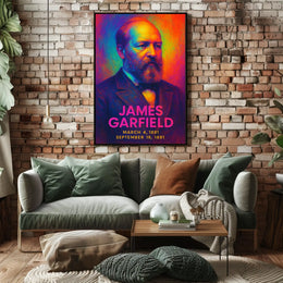 James A. Garfield 20th President of the United States Neon Gradient Overlay Poster