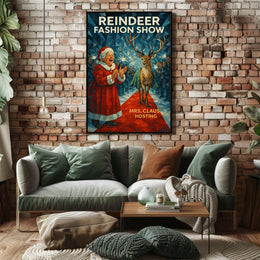 Reindeer Fashion Show Wonderland Festive Animal Poster