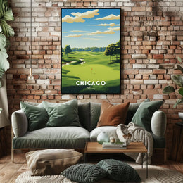 Chicago Golf Course Scenic Travel Poster