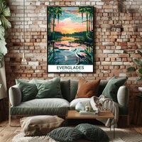 Everglades National Park Vintage Sunset Scenery Poster