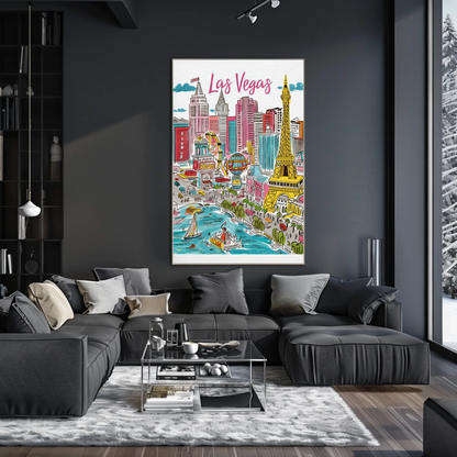 Las Vegas Nevada Bright Lights City Skyline Travel Poster