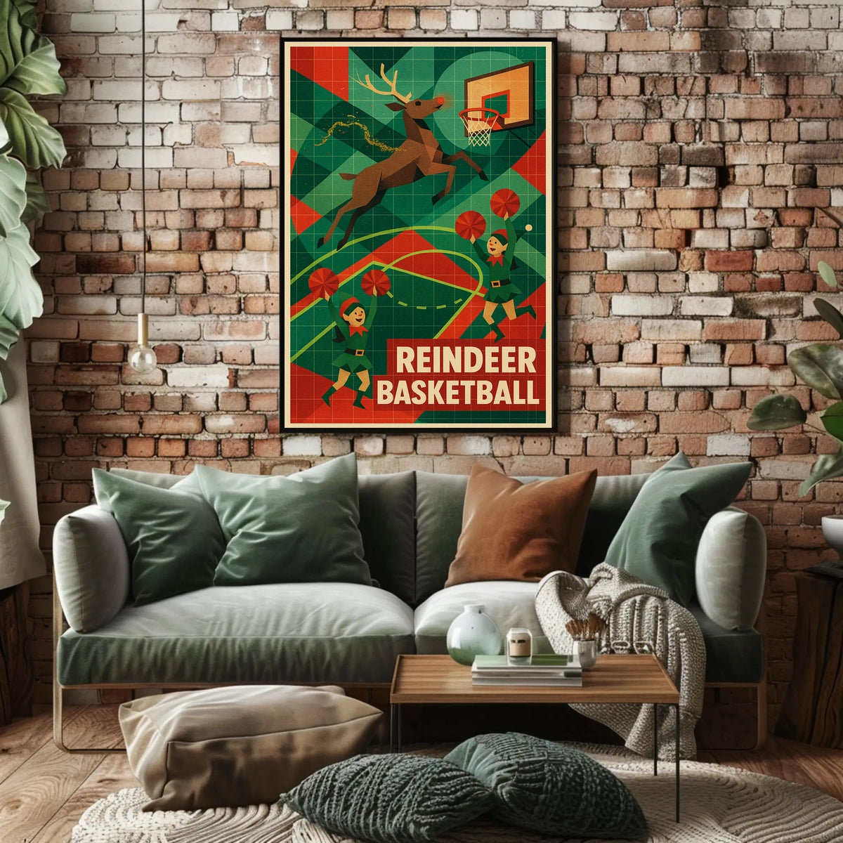 Reindeer Basketball Poster