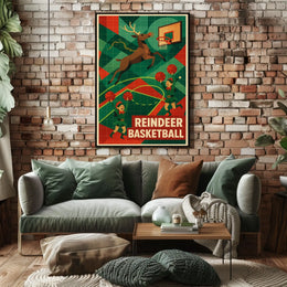 Reindeer Basketball Poster