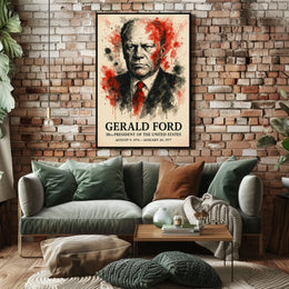 Expressionist Watercolor Portrait of 38th President Poster