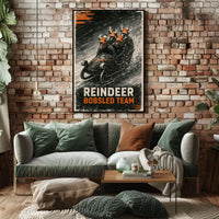 Reindeer Bobsled Team Poster