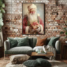 Santa Claus With A Gift Poster
