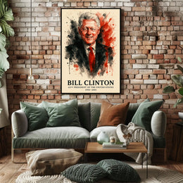 Bill Clinton Watercolor Portrait: Historical or Presidential Poster