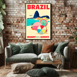Discover Brazil With Braniff Airways Poster