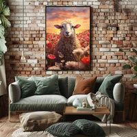 Sheep in Bloom: Serene Animal Poster